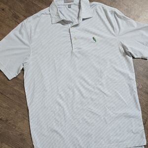 PETER MILLAR Light Blue White Polo Shirt Sz M Parrot Logo